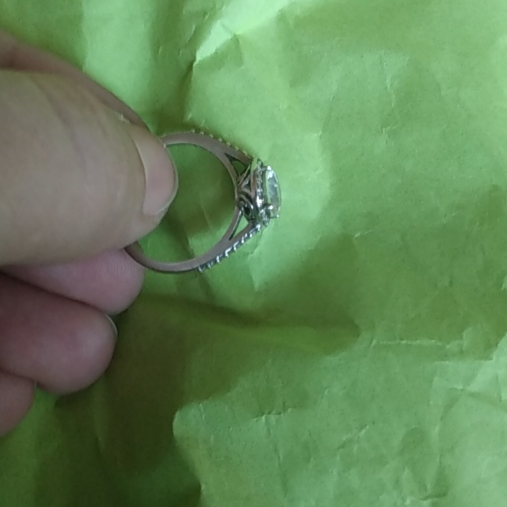 CZ halo round stone sterling silver engagement ring size 7 - Picture 3 of 6